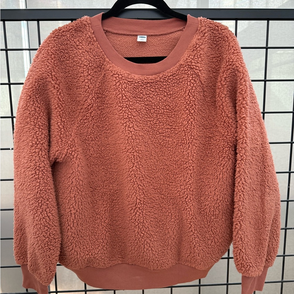 Old Navy Orange Crew Neck Sweater Plush Texture
